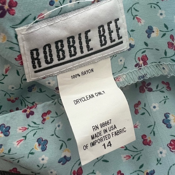 Robbie Bee Light Blue Sleeveless Floral Button Down Dress Size 14 - Picture 8 of 8